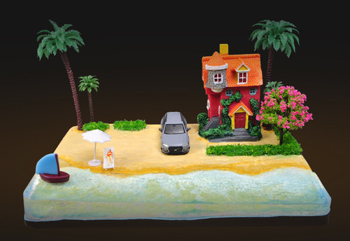 1/64 Beach House Model Car Diorama Model Scene (car model NOT included)