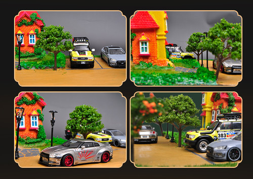 1/64 Suburb House Model Car Diorama Model Scene (car model NOT included)