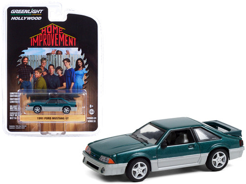 1991 Ford Mustang GT Green Metallic and Silver "Home Improvement" (1991-1999) TV Series "Hollywood Series" Release 31 1/64 Diecast Model Car by Greenlight