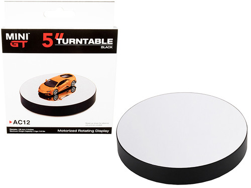 Rotary Display Turntable Stand Small 8 Inches with Black Top for 1/64,  1/43, 1/32, 1/24 Scale Models by Autoart (car model NOT included) 