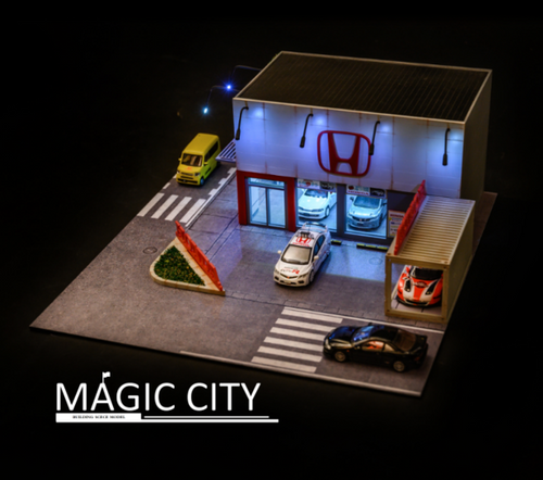 1/64 Magic City Honda (Red Logo) Showroom Diorama Model Scene (Car model NOT Included)