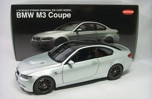 1/18 Kyosho BMW E92 M3 (2008-2013) Silver with Carbon Fiber Roof Diecast Car Model