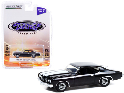 1970 Chevrolet Chevelle (Mo's) Black with White Stripes "Detroit Speed Inc." Series 2 1/64 Diecast Model Car by Greenlight