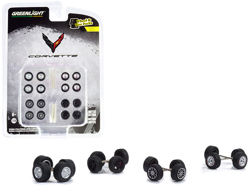 "Chevrolet Corvette" Wheels and Tires Multipack Set of 24 pieces "Wheel & Tire Packs" Series 5 for 1/64 Scale Models by Greenlight