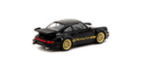 Porsche 911 Turbo Black with Gold Stripes and Wheels "Collab64" Series 1/64 Diecast Model Car by Schuco & Tarmac Works