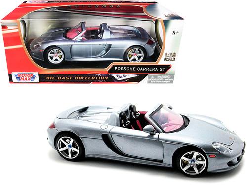 Porsche Carrera GT Convertible Silver Metallic with Red Interior 1/18 Diecast Model Car by Motormax