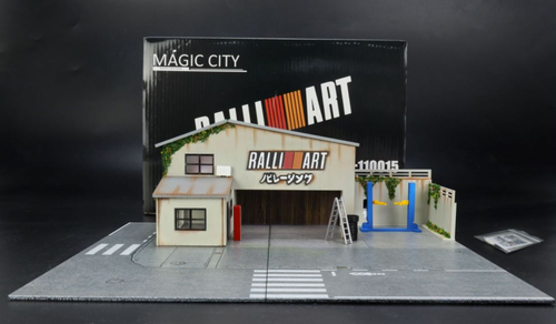 1/64 Magic City RALLIART Repair Shop Diorama (car models NOT included)