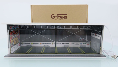 1/64 G-Fans Six-Car Garage Diorama with LED Lights (car models NOT included)