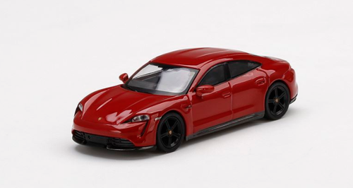 Porsche Taycan Turbo S Carmine Red Limited Edition to 2400 pieces Worldwide 1/64 Diecast Model Car by True Scale Miniatures