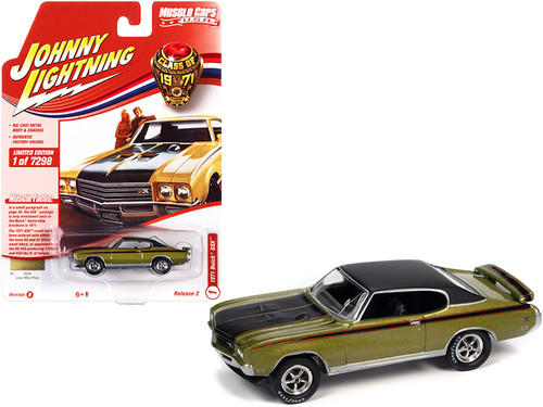 1971 Buick GSX Lime Mist Green Metallic with Black Top and Black and Red Stripes "Class of 1971" Limited Edition to 7298 pieces Worldwide "Muscle Cars USA" Series 1/64 Diecast Model Car by Johnny Lightning