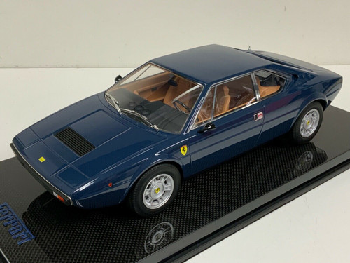 1/12 Top Marques Ferrari 308 GT4 Dino (TDF Blue) with Carbon Fiber Base Display Case Resin Car Model