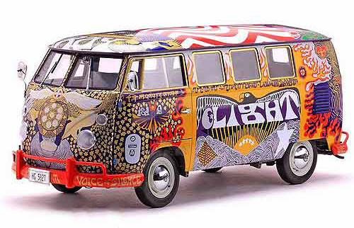 1/12 Sunstar Volkswagen Kombi Woodstock "Light" Bus Diecast Car Model Limited Edition