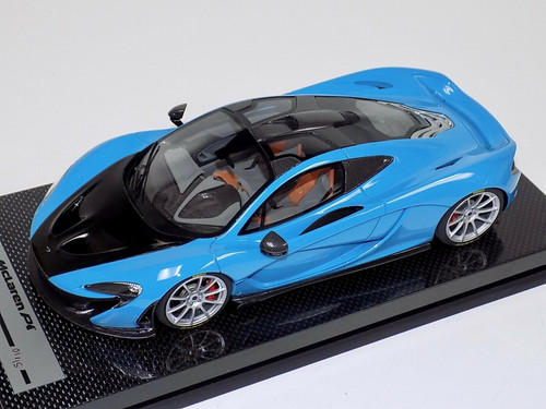 1/18 Tecnomodel McLaren P1 (Baby Blue with Silver Wheels & Black Hood) with Carbon Base Resin Car Model Limited 01/15