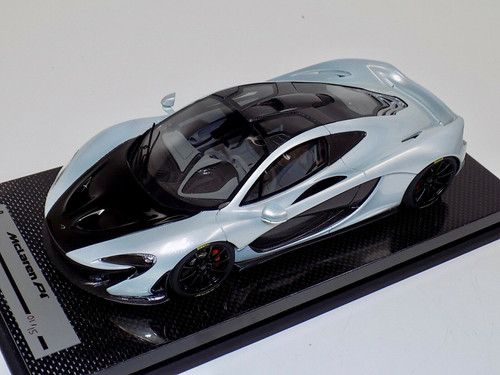 1/18 Tecnomodel McLaren P1 (Ice Silver with Black wheels & Black Hood) with Carbon Base Resin Car Model Limited 01/15