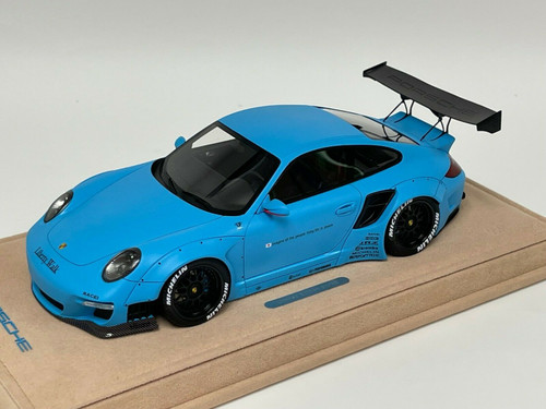 1/18 Porsche 911 997 Liberty Walk LB Performance (Matte Baby Blue with Black Wheels) Resin Car Model Limited #01/10