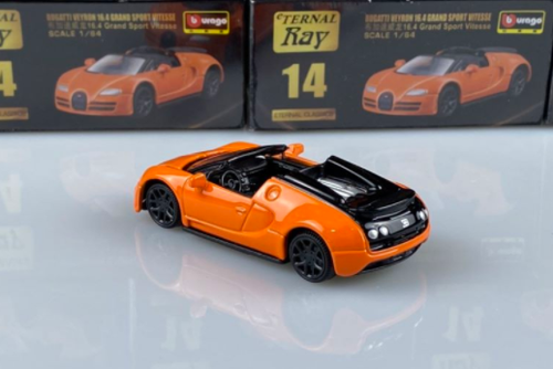 1/64 bburago Bugatti 16.4 Grand Sport Vitese Orange Diecast Car Model