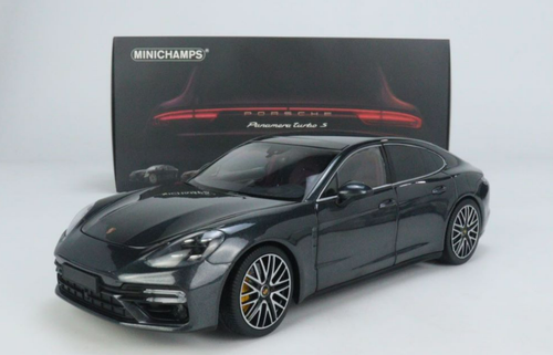 1/18 Minichamps Porsche Panamera Turbo S (Volcano Grey Metallic) Fully Open Diecast Car Model Limited 500 Pieces