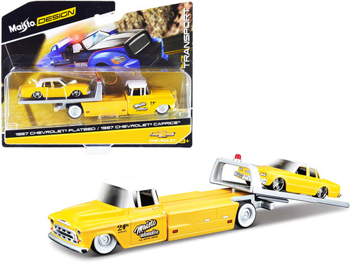 1957 Chevrolet Flatbed Truck with 1987 Chevrolet Caprice Yellow