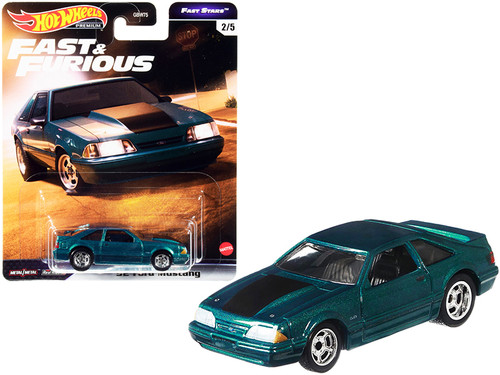 1992 Ford Mustang 5.0 Green Metallic with Black Stripe "Fast & Furious" Diecast Model Car by Hot Wheels