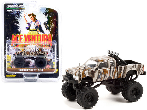 1989 Chevrolet S-10 Extended Cab Monster Truck Camouflage "Ace Ventura: When Nature Calls" (1995) Movie "Hollywood Series" Release 32 1/64 Diecast Model Car by Greenlight