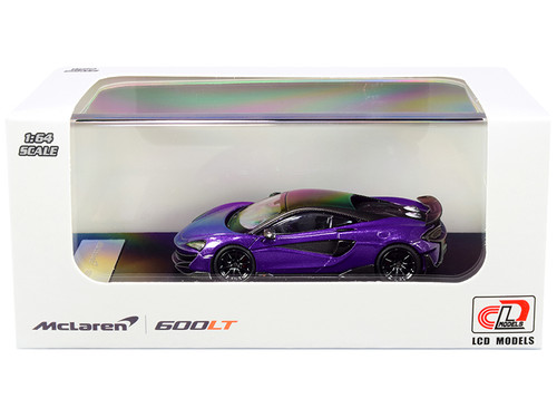 McLaren 600LT Purple Metallic with Carbon Top and Carbon Accents 1/64 Diecast Model Car by LCD Models