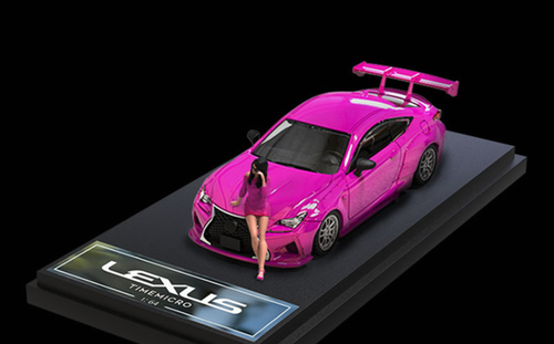 1/64 Time Micro Lexus RC F RCF Widebody (Metallic Pink) Deluxe Edition with Figure Car Model