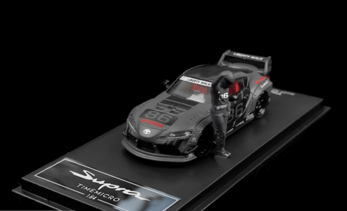 1/64 Time Micro Toyota Supra #86 Decal Grey Deluxe Edition Car Model