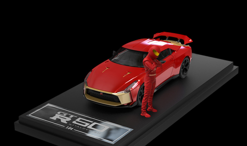 1/64 Time Micro Nissan Skyline GT-R GTR50 GT-R50 by Italdesign (Metallic Red) Deluxe Edition Diecast Car Model