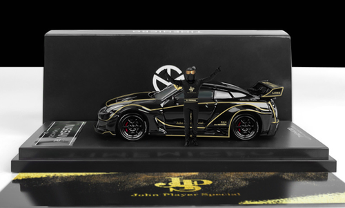 1/64 Time Micro Nissan GT-R GTR R35 3.0 LBWK (Black with Gold Accent) Deluxe Edition Car Model