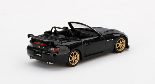 Honda S2000 (AP2) Mugen Convertible Berlina Black with Carbon Hood and Gold Wheels Limited Edition to 3600 pieces Worldwide 1/64 Diecast Model Car by True Scale Miniatures