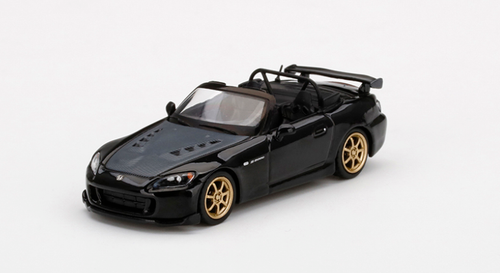 Honda S2000 (AP2) Mugen Convertible Berlina Black with Carbon Hood and Gold Wheels Limited Edition to 3600 pieces Worldwide 1/64 Diecast Model Car by True Scale Miniatures