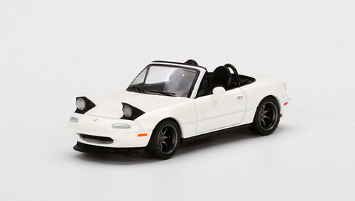 Mazda Miata MX-5 (NA) Convertible Classic White (Tuned Version) "Fred's Garage Special" 1/64 Diecast Model Car by True Scale Miniatures