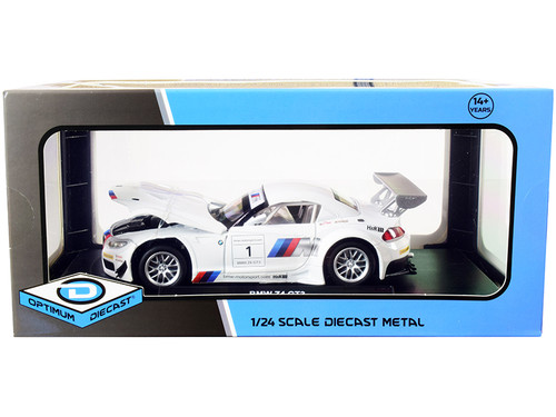 BMW Z4 GT3 #1 White and Silver 1/24 Diecast Model Car by Optimum Diecast