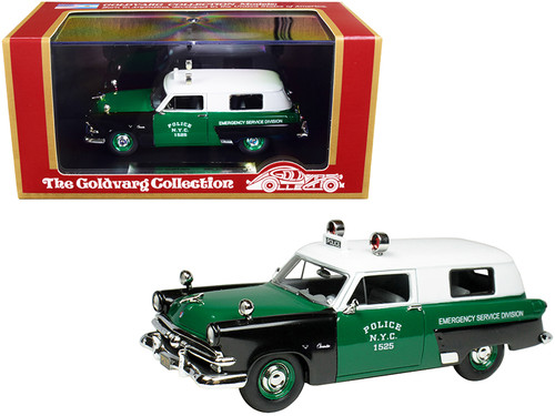 1953 Ford Courier Police Car Green and Black with White Top "Emergency Service Division" New York City N.Y.C. Limited Edition to 300 pieces Worldwide 1/43 Model Car by Goldvarg Collection