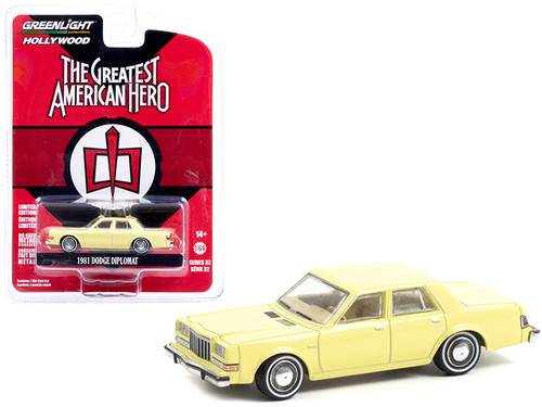 1981 Dodge Diplomat Yellow (Bill Maxwell's) "The Greatest American Hero" (1981-1983) TV Series "Hollywood Series" Release 32 1/64 Diecast Model Car by Greenlight