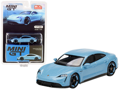 Porsche Taycan Turbo S Frozen Blue Metallic Limited Edition to 1800 pieces Worldwide 1/64 Diecast Model Car by True Scale Miniatures