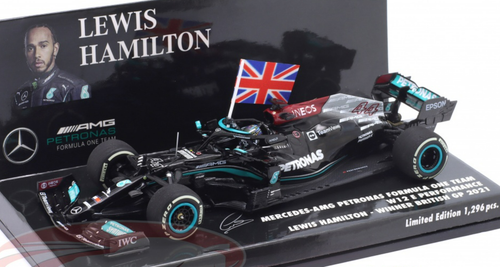 1/43 Minichamps 2021 Formula 1 Lewis Hamilton Mercedes-AMG F1 W12 #44 Winner British GP Car Model