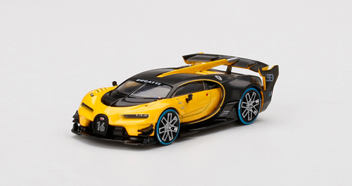 Bugatti Vision Gran Turismo Yellow and Carbon Black 1/64 Diecast Model Car by True Scale Miniatures