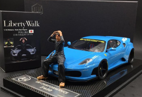 1/18 JUC Ferrari F430 LB Works (Baby Blue) Resin Car Model with Kato San Figure Limited 12 Pieces