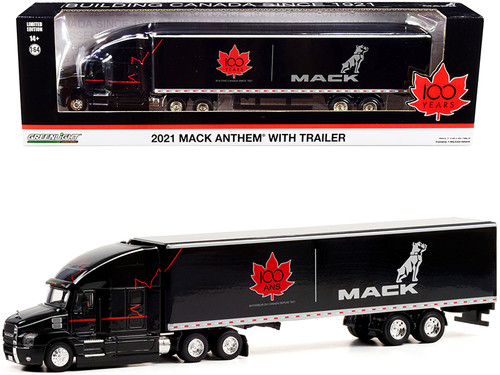 2021 Mack Anthem 18 Wheeler Tractor-Trailer Black "Mack Canada 100 Years" 'Building Canada Since 1921' 1/64 Diecast Model by Greenlight