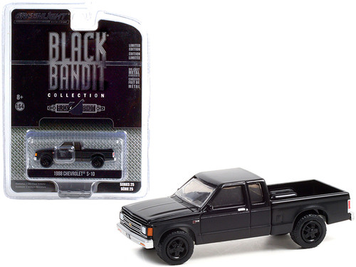 1988 Chevrolet S-10 Extended Cab Pickup Truck "Black Bandit" Series 25 1/64 Diecast Model Car by Greenlight