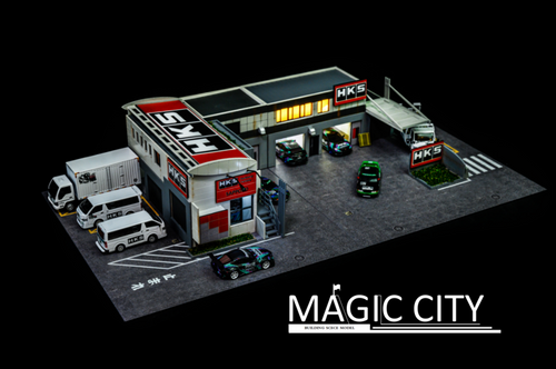 1/64 Magic City Japan Sapporo HKS factory Version B Diorama (car models NOT included)