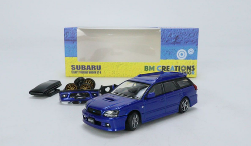  1/64 BM Creations Subaru 2002 Legacy e-tune II Blue LHD Diecast Car Model