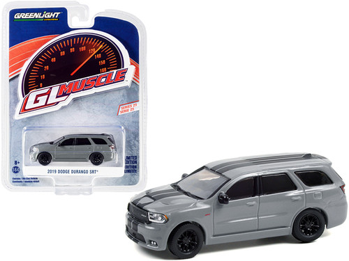 2019 Dodge Durango SRT Destroyer Gray with Black Stripes "Greenlight Muscle" Series 25 1/64 Diecast Model Car by Greenlight