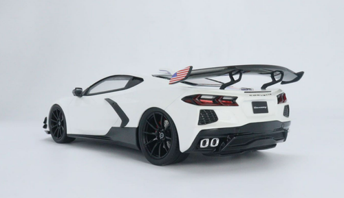 1/18 GT Spirit Chevrolet Corvette C8 (Arctic White with Red and Blue Stripes) "Hennessey" Limited Resin Car Model