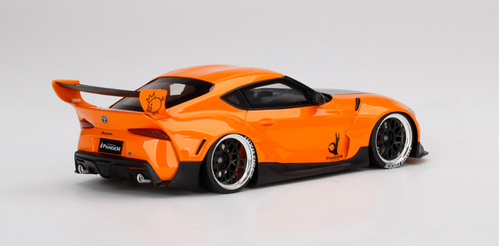 Toyota Pandem GR Supra V1.0 Orange with Black Hood 1/18 Model Car by Top Speed