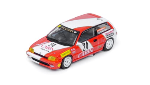 1/64 INNO64 HONDA CIVIC Si E-AT #24 "CABIN" Macau Guia Race 1988 2nd 1600cc Class - Tomohiko Tsutsumi Diecast Car Model