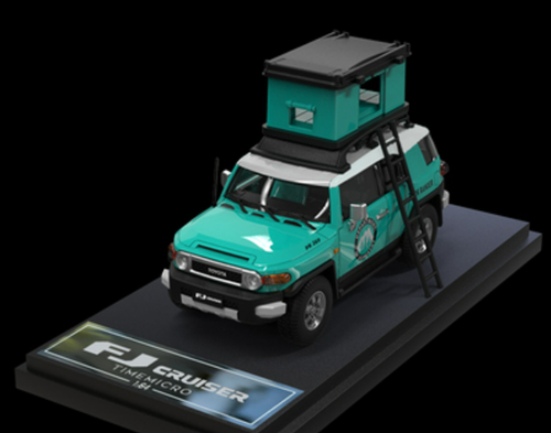 1/64 Time Micro Toyota Fuji Cruiser (Tiffany Blue) Elite Edition with Tent Car Model