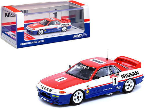 Nissan Skyline GT-R (R32) RHD (Right Hand Drive) #1 Jim Richards - Mark Skaife "Nissan Motorsport" Winner Bathurst Tooheys 1000 (1991) "Australia Special Edition" 1/64 Diecast Model Car by Inno Models