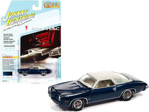 1973 Pontiac Grand Am Admirality Blue Metallic with Cream Top "Classic Gold Collection" Series Limited Edition to 9478 pieces Worldwide 1/64 Diecast Model Car by Johnny Lightning